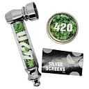 Трубка курительная + гриндер для измельчения табака HL-YD-305 Конопля 420, Silver (16622)