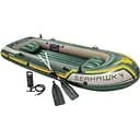 Четырехместная лодка для рыбалки Intex Seahawk 400 68351 NP с алюминиевыми веслами и насосом в коробке