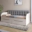 Детская односпальная кровать Lion Л-7 с ящиками и ламелями 90x200 см Лили-95 Самоа дымчатый (Lion-041097)