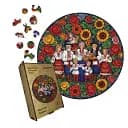 Дерев'яний фігурний пазл Декоративний Розпис Щаслива Родина, А5, Картонна коробка 35 елементів