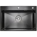 Кухонна мийка Platinum Handmade PVD з нержавіючої сталі 3 мм прямокутна 65x45x23 см чорна (000032270)