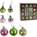 Набір новорічних прикрас 44 кульки різних розмірів, зеленого та рожевого кольору (161084)