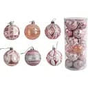 Набір новорічних прикрас 24 іграшки на ялинку з малюнками, рожевого кольору (160826)