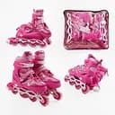 Роликові ковзани, розмір 39-43, PVC колеса, устілка 25-27 см, рожевий, INLINE SKATE, 92403-L