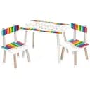 Детский столик Bambi M 501-21 деревянный с украинским алфавитом карандашами и двумя стульчиками