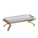 Порцелянове блюдо для сервірування на металевій підставці 29.5×12×9 (см) блюдо для подачі закусок Білий із золотом Yiwu LB-1565G