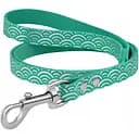 Поводок для собак BronzeDog Barksi Classic кожаный с серебряным тиснением Море S 120х1 см бирюзовый