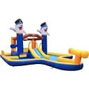 Парк с водными горками Costway Dolphins 7-в-1 с бассейном и водометом