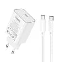 МЗП Hoco C143A Benefit PD20W (1USB-C) + кабель Type-C to Type-C White