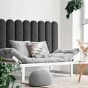 Стінова панель, з закругленим краєм, оксамитове узголів'я ліжка, графіт 30*100*4 см