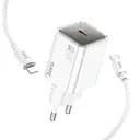 Мережевий зарядний пристрій Hoco N47 GaN PD30W Type-C + кабель Type-C Lightning білий