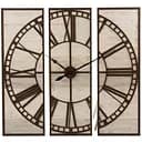 Настенные часы J-line в металлическом корпусе коричневые с деревянной основой из трех частей 114х115 см (8178)