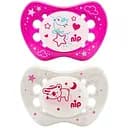 Пустушка Nip Нічний сон №3, силіконова, 16-32 міс., 2 шт., рожевий з білим (313118)