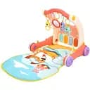 Каталка-ходунки Huanger 2 в 1 з ігровим килимком та інтерактивним піаніно зі світлом і звуком рожева