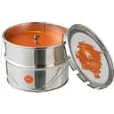 Свеча большая в железном ведре уличная J-line оранжевого цвета с цитрусовым ароматом время горения 50 часов Бельгия (21765)