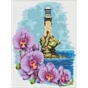 Алмазна мозаїка Маяк з орхідеями ©Анна Кулик AMO7622 Ідейка 30х40 см