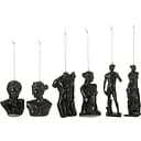 Елочные украшения J-line с римскими статуями черного цвета 6 шт. (49853)