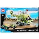 Машинка-конструктор делюкс на дистанційному керуванні Wise Block Військовий гелікоптер 676 деталей (EU389802)