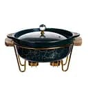 Мармит фарфоровый настольный круглый 2(л) мармитница с подогревом Зеленый мрамор Yiwu LC-715