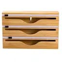 Бамбуковый органайзер для пищевой пленки и фольги с резаком 33.5×21.5×7.5 (см) настенный кухонный диспенсер держатель Yiwu HP-BYM