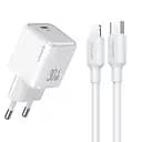 МЗП Usams US-CC186 PD30W (1USB-C) + кабель Type-C to Lightning White