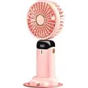 Портативний USB-вентилятор Mini Fan із підставкою для телефона та дисплеєм рожевий (979)