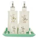 Набір для спецій S&T Бавовна для олії, оцту, солі та перцю на керамічній на підставці 5 предметів (700-06-18)