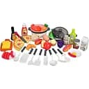 Игровой набор продуктов BA17 на липучках с кухонной посудой: овощи, фрукты, фастфуд, кастрюля и сковорода