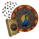 Дерев'яний фігурний пазл Мандала Павича, А2, Картонна коробка 300+ елементів