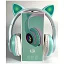 Беспроводные детские наушники Cat Ear STN-28 Bluetooth с кошачьими ушками светящимися бирюзовыми