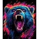 Набор для росписи по номерам Бурная ярость медведя, на черном фоне, 30x40 см, FH-1