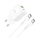 Зарядный набор - блок и кабель Hoco N28 Founder 20W (кабель Type-C-Type-C) белый