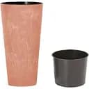 Горщик для квiтiв Prosperplast Tubus Slim Effect, круглий з вкладишем, 250 мм, теракотовий мармуровий (66527-624)