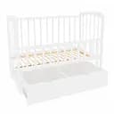 Деревянная кроватка Комета с маятником, ящиком и откидным бортом дымчато-белый