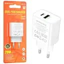 Зарядний пристрій Borofone BA88A USB-A та USB-C PD20W підтримка Power Delivery та Quick Charge 3.0 білий