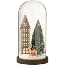 Новогодняя рождественская статуэтка J-line елочка и домик под колбой с лед-подсветкой 27 см (15149)