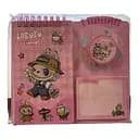 Дитячий блокнот Лабубу із наліпками, стікерами для записів та тримачем для ручки рожевий (25-SS197)