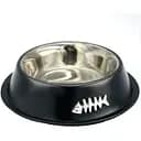 Миска для собак Lucky Star нековзна з хромованим дном 17 см 710 мл чорна (SWT 1136-3)