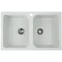 Кухонна мийка Platinum 7648W Twin гранітна глянцева з кріпленням 76x48 см біла (000024786)