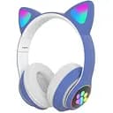 Наушники беспроводные Cat ear STN-28 Rainbow LED с кото ушкам голубые