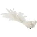 Ялинкова прикраса J-line пташка білого кольору з пір'я 16 см (8025)