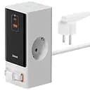 МЗП Baseus OS PowerCombo Digital PowerStrip+Retractable-C 65W (1USB-A/1C/2Socket) (1.5m) (PSLR000) Glacier White