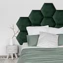 Стінова панель, шестикутник сота, оксамитове узголів'я ліжка, зелена 35*40*4 см
