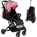 Прогулянкова дитяча коляска Joy Fabiana 65102 (рожева) зі сталевою рамою, футкавером та підсклянником