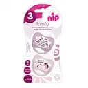 Пустышка Nip Моя семья № 3, силиконовая, 16-32 мес., 2 шт., розовый с светло-розовым (31005)