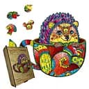 Пазл деревянный Ёжик в чашечке, А3, Деревянная коробка 200 элементов