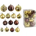 Набір новорічних прикрас 34 кульки на ялинку різної текстури, золотого та коричневого кольору (160785)
