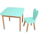 Столик зі стільцем Bambi "Зайченя" 04-025B-BOX з ящиком 60х60 см бірюзовий