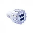 Зарядний пристрій в авто круглий рифлений 11587 2 USB 2.1 A White Silver (10962)