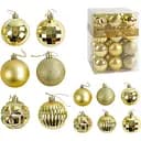 Набір новорічних прикрас 48 кульок для ялинки з блискітками, золотого кольору (160797)